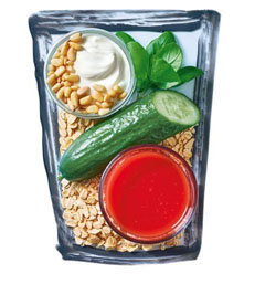 2. Over Night Oats с огурцом и базиликом