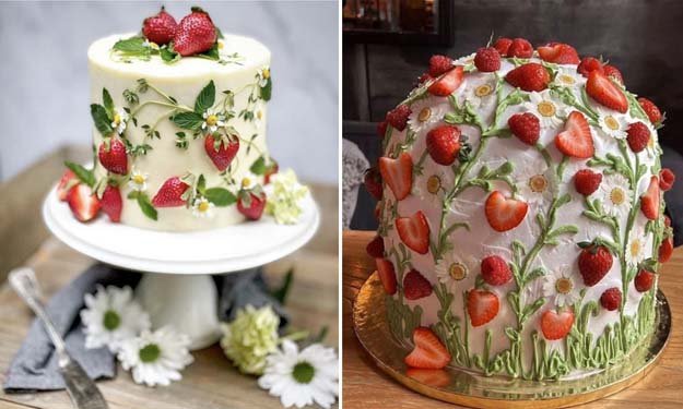 Торт с клубникой