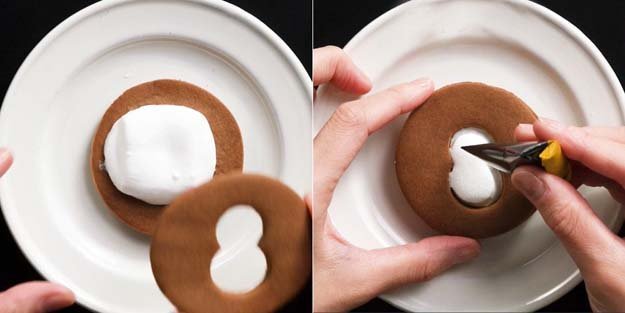 Печенье на праздничный стол в виде снеговика с маршмэллоу-05
